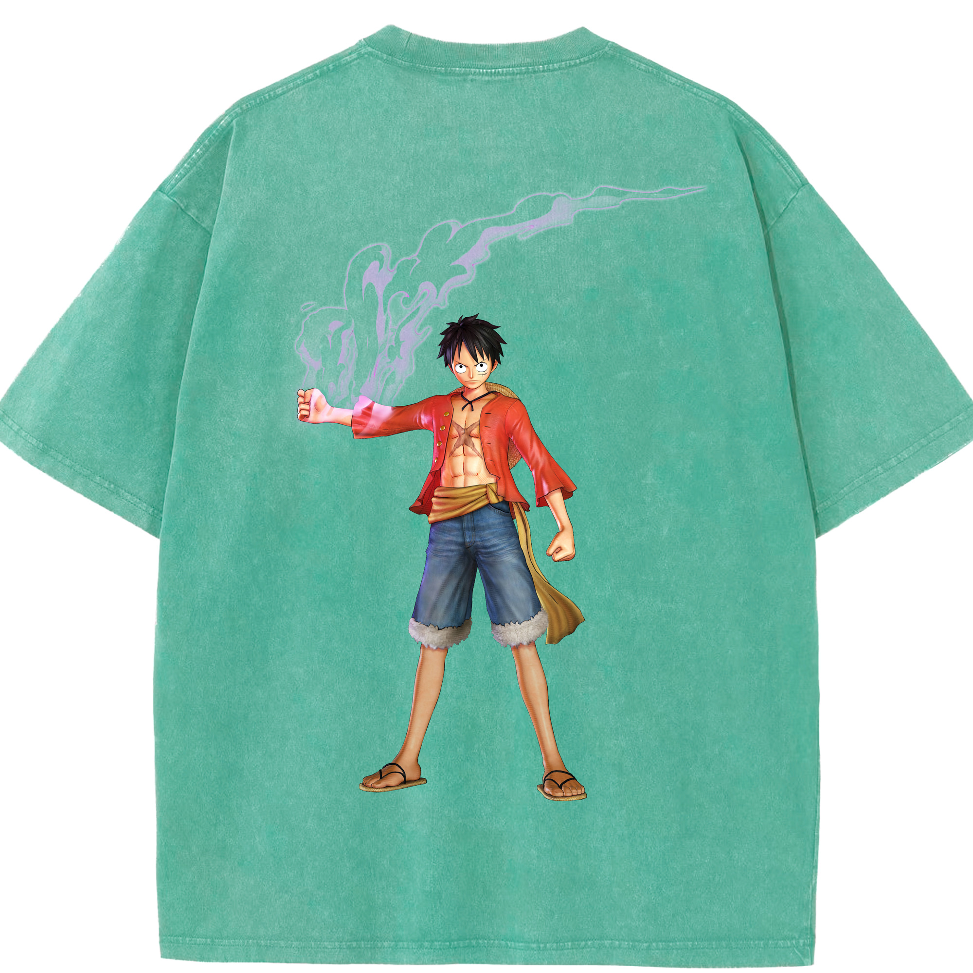 ワンピース モンキー・D・ルフィ ONE PIECE Monkey D. Luffy 綿100% ヴィンテージ風 半袖Tシャツ（背面プリント）
